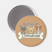 Aimant Trois Chihuahuas (Recto/Verso)