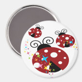Aimant Trois coccinelle rouge et noire avec étoiles (Recto/Verso)