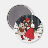 Aimant Trois filles avec Mistletoe Vintage Noël (Recto/Verso)