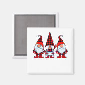 Aimant Trois Gnomes à Buffalo Plaid Noël Gnome Xmas (Recto/Verso)