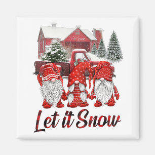 Aimant Trois Gnomes En Rouge Laisser Il Neige Gnome Noël