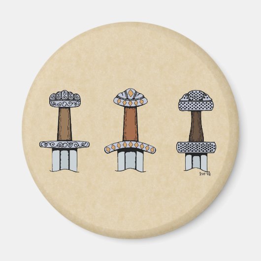 Aimant Trois Hillets d'épée viking (Devant)
