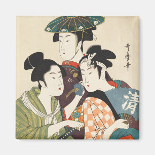 Aimant Trois jeunes hommes ou femmes, Utamaro