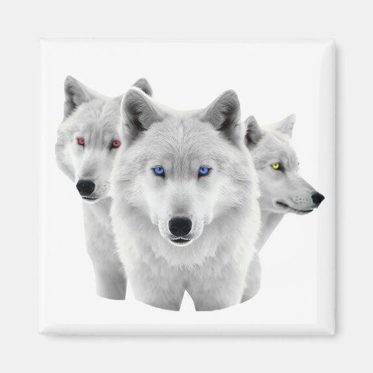 Aimant Trois Loups blancs (Devant)