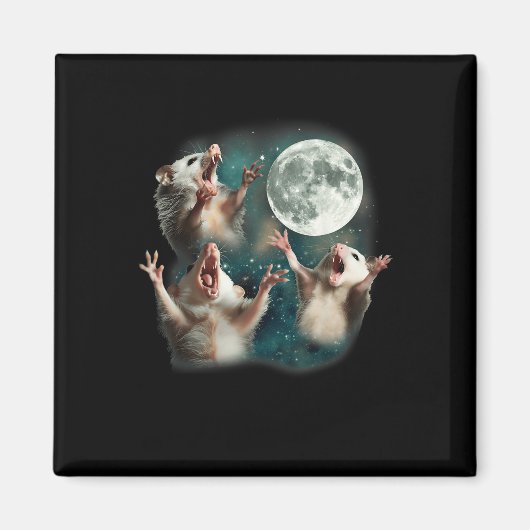 Aimant Trois Lune Possum _ 3 Opossum Funny Bizarre Maudit (Devant)