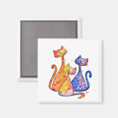 Aimant Trois mignons chats Whimsical (Recto/Verso)