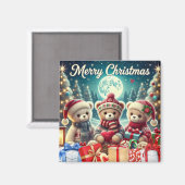 Aimant Trois mignons Nounours Joyeux Noël (Recto/Verso)