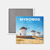 Aimant Trois moulins à vent à Mykonos Grèce Cyclades Voya (Recto/Verso)