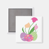 Aimant Trois Oeufs décoratifs aux fleurs (Recto/Verso)