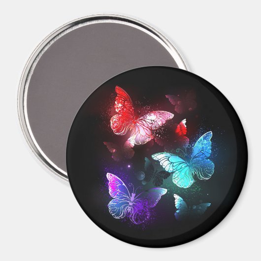 Aimant Trois papillons brillants sur l'arrière - plan de (Recto/Verso)