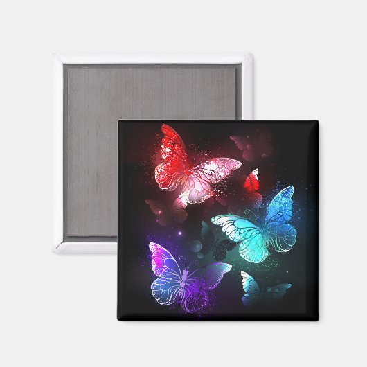 Aimant Trois papillons brillants sur l'arrière - plan de (Recto/Verso)