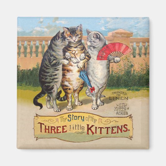 Aimant Trois Petits Chatons Illustration de Mère l'Oye (Devant)