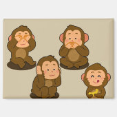 Aimant Trois Singes Sages plus un Normal (Recto)