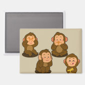 Aimant Trois Singes Sages plus un Normal (Recto/Verso)