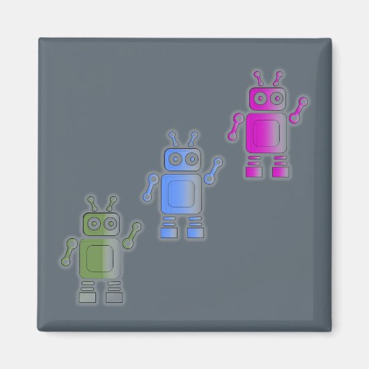 Aimant Trois superbes robots rétro (Devant)