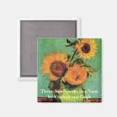Aimant Trois tournesols dans un vase de Vincent van Gogh (Recto/Verso)