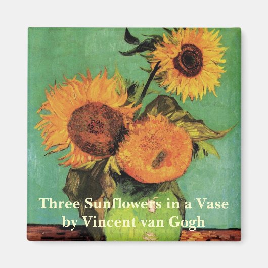 Aimant Trois tournesols dans un vase par Vincent van Gogh (Devant)