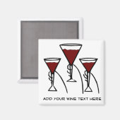 Aimant Trois verres à vin en dessin manuel (Recto/Verso)