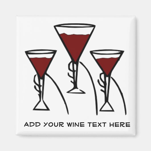 Aimant Trois verres à vin en dessin manuel (Devant)