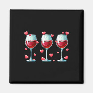 Aimant Trois verres de vin Saint-Valentin Couple Drôle Dr