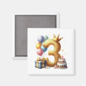 Aimant Troisième anniversaire doré (Recto/Verso)