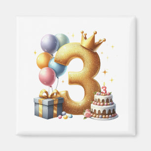 Aimant Troisième anniversaire doré