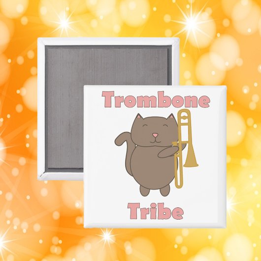 Aimant Trombone Tribe Funny Cat Pink Letters
