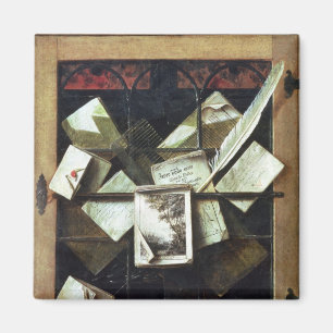 Aimant Trompe - l ' oeil avec les lettres et les carnets,