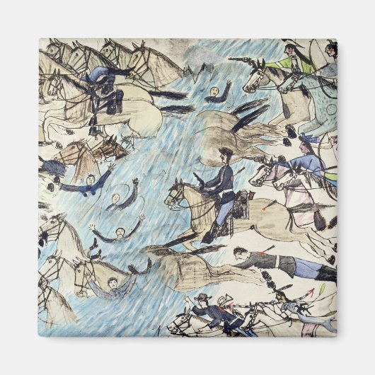 Aimant Troopers traversant la rivière (encre sur papier (Devant)