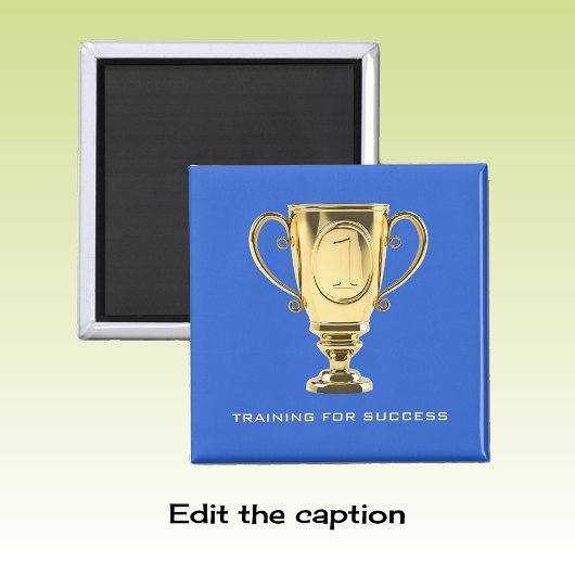 Aimant Trophée d'or de succès d'entraînement bleu