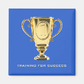Aimant Trophée d'or de succès d'entraînement bleu (Devant)