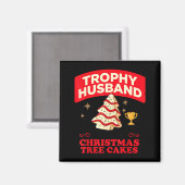 Aimant Trophy Retro Husband Fueled By Christmas Tree Cake (Recto/Verso)