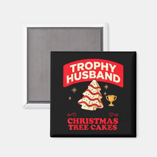 Aimant Trophy Retro Husband Fueled By Christmas Tree Cake (Recto/Verso)