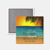 Aimant Tropical Beach at Sunset Wedding Enregistrer la da (Recto/Verso)