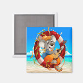 Aimant Tropical Beach Guitar Jouer Koala (Recto/Verso)