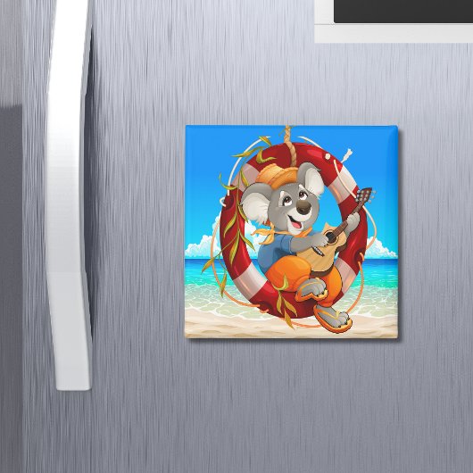 Aimant Tropical Beach Guitar Jouer Koala