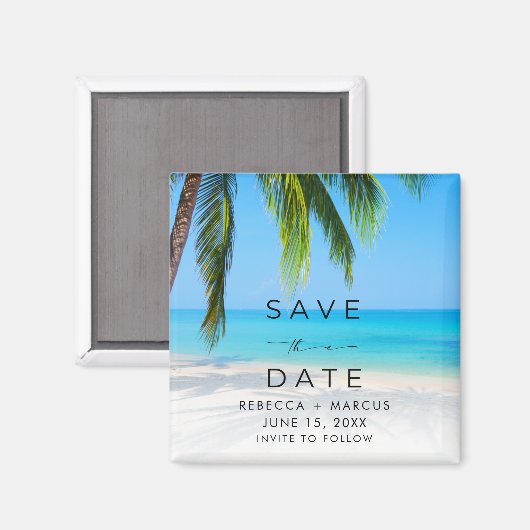 Aimant Tropical Beach Wedding Save the Date (Recto/Verso)