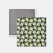 Aimant Tropical continu motif fleurs blanches feuille ver (Recto/Verso)