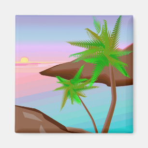 Aimant tropical de coucher du soleil d'île