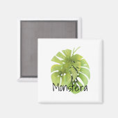 Aimant Tropical exotic green monstera leaves watercolor e (Recto/Verso)
