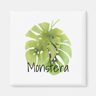 Aimant Tropical exotic green monstera leaves watercolor e