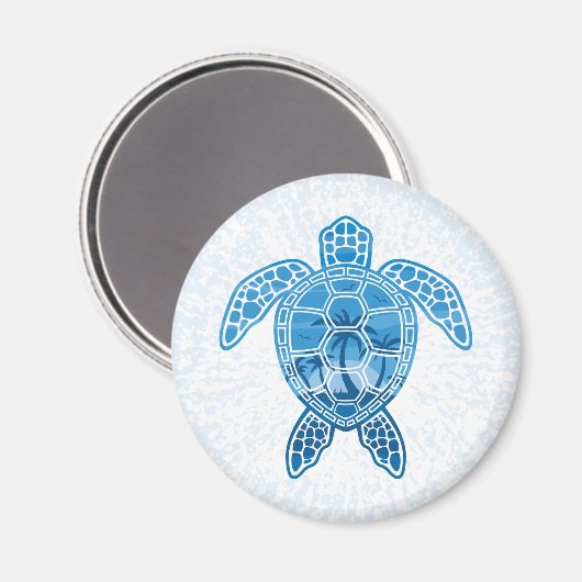Aimant Tropical Island Sea Turtle Design en bleu (Recto/Verso)