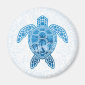 Aimant Tropical Island Sea Turtle Design en bleu (Devant)