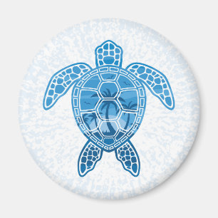 Aimant Tropical Island Sea Turtle Design en bleu