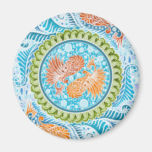 Aimant Tropical Koi Mandala Art Zen Océan Vibrant