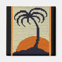 Tropical Palm Tree Orange Sunrise Crochet Imprimer