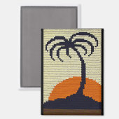 Aimant Tropical Palm Tree Sunset Artisan Crochet Imprimer (Recto/Verso)