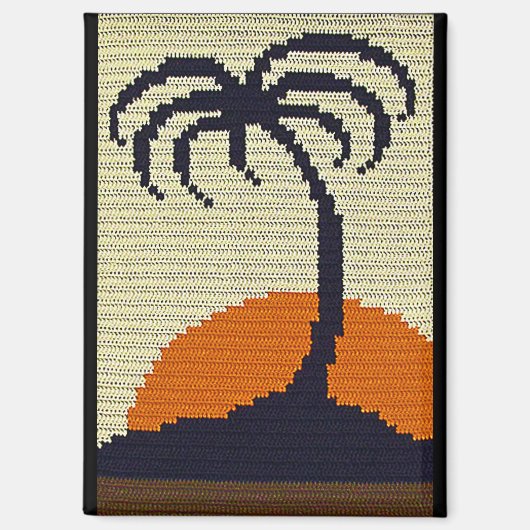 Aimant Tropical Palm Tree Sunset Artisan Crochet Imprimer (Recto)