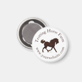 Aimant Trotting Brown Horse Circulaire Texte équestre (Recto/Verso)