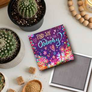 Aimant Trouver Joy Inspirivity Purple Fun Floral Inspiran